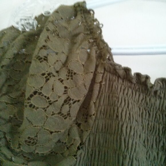 Anna-Kaci Women's Boho Lace Sleeve Smocked Maxi Dress, Olive Green, M - Picture 5 of 16